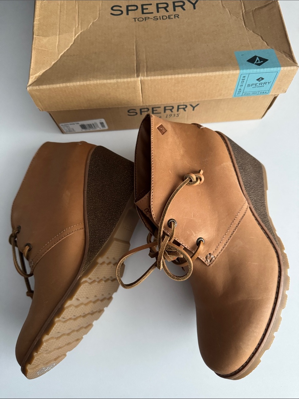 Sperry Tan Leather Chukka Boots with Lace-Up Front - Picture 5 of 14